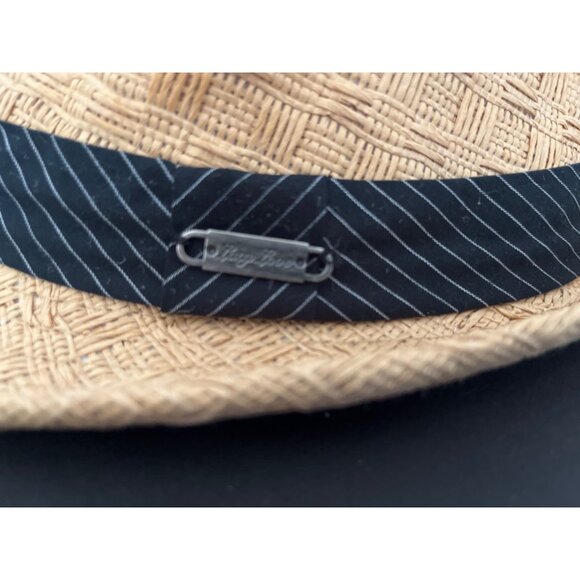 Lady Love Woven Fedora Style Straw Hat, Beach Hat Black Band Cloth Inside - Picture 2 of 13